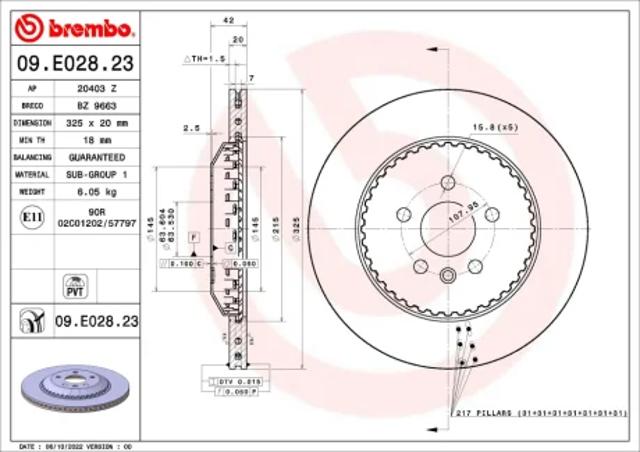 Диск заднього гальма 09E02823 BREMBO