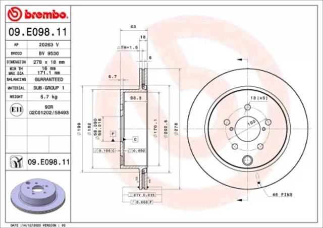 Дискові гальма 09E09811 BREMBO