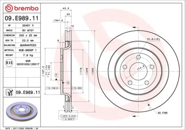 Дискові гальма 09E98911 BREMBO