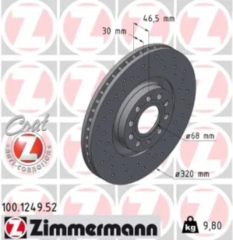 Диск переднього гальма 100124952 ZIMMERMANN