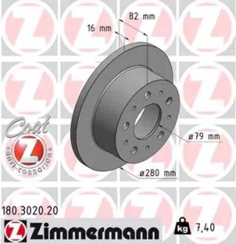 Диск заднього гальма 180302020 ZIMMERMANN