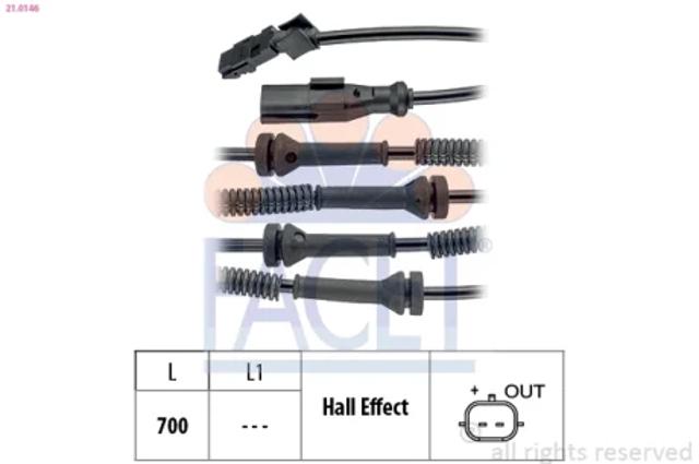 Передній датчик ABS 210146 FACET