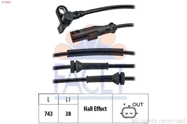 Передній датчик ABS 210200 FACET
