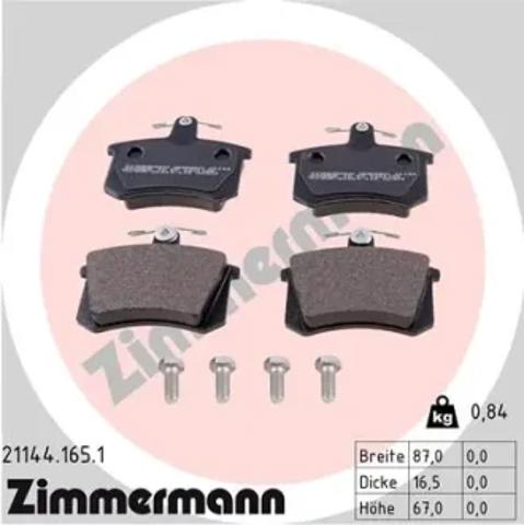 Колодки на гальмо задній дисковий 211441651 ZIMMERMANN