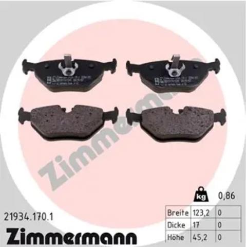 Колодки на гальмо задній дисковий 219341701 ZIMMERMANN