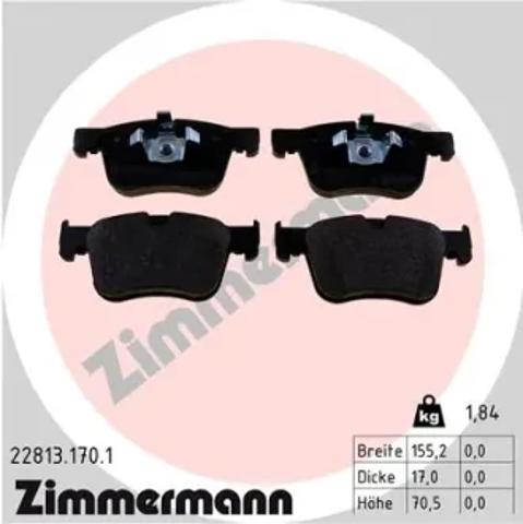 Передні гальмівні колодки 228131701 ZIMMERMANN