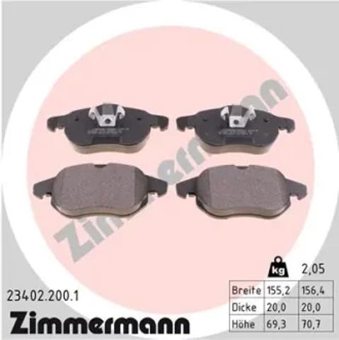 Колодки передні 234022001 ZIMMERMANN