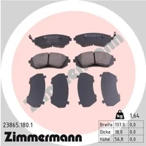 Колодки гальмівні передні, дискові 238651801 ZIMMERMANN