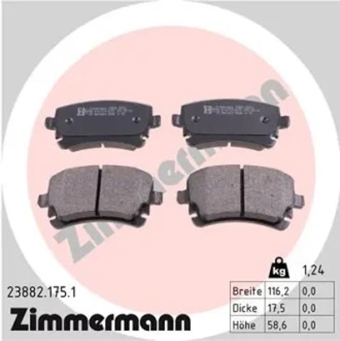 Задні колодки 238821751 ZIMMERMANN