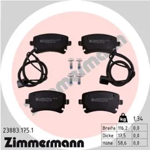 Задні колодки 238831751 ZIMMERMANN