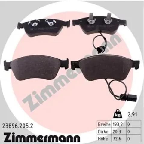 Колодки гальмівні передні, дискові 238962052 ZIMMERMANN