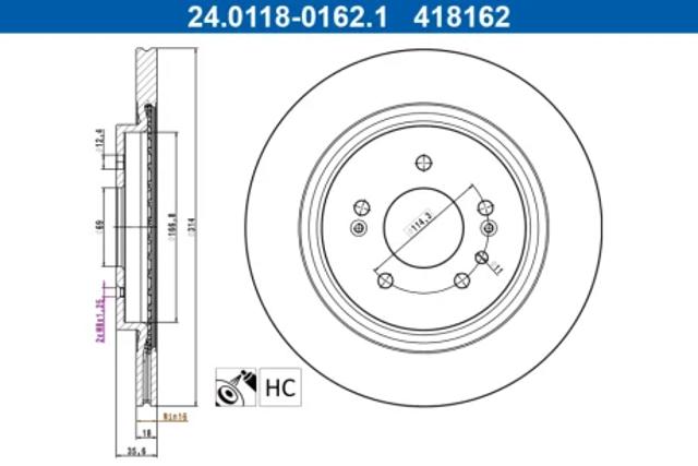 Диск гальмівний задній 24011801621 ATE