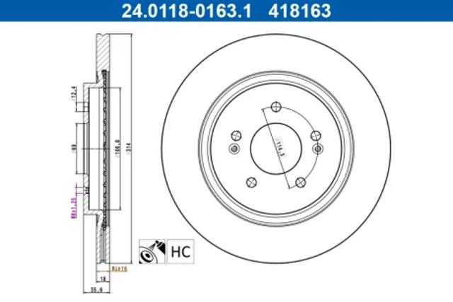 Диск гальмівний задній 24011801631 ATE