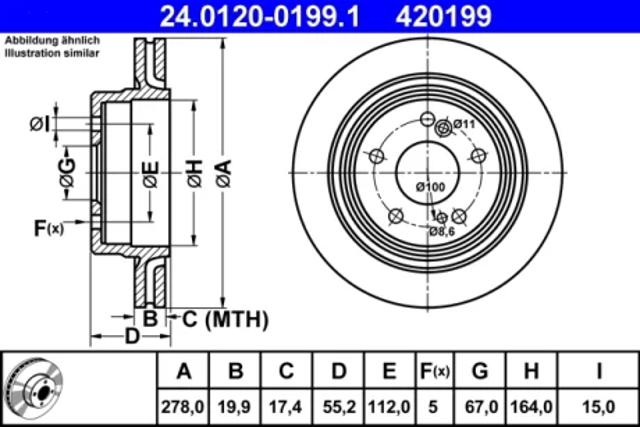 Диск гальмівний задній 24012001991 ATE