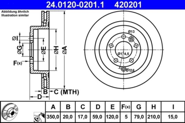 Диск заднього гальма 24012002011 ATE