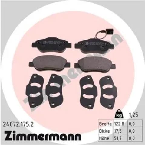 Колодки передні 240721752 ZIMMERMANN