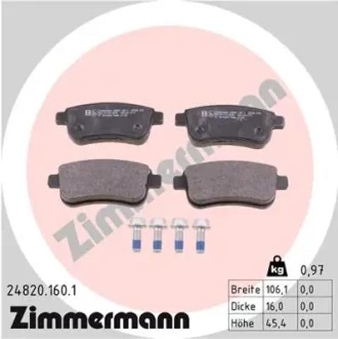 Комплект задніх колодок 248201601 ZIMMERMANN
