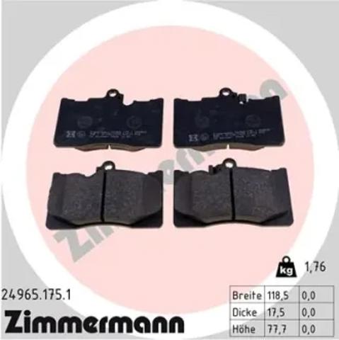 Передні гальмівні колодки 249651751 ZIMMERMANN