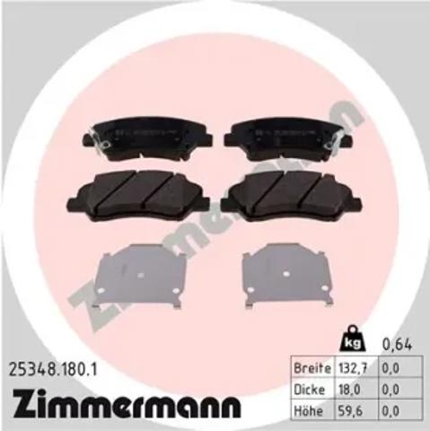 Колодки гальмівні дискові комплект 253481801 ZIMMERMANN