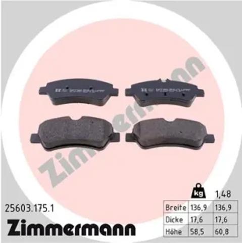 Комплект задніх колодок 256031751 ZIMMERMANN