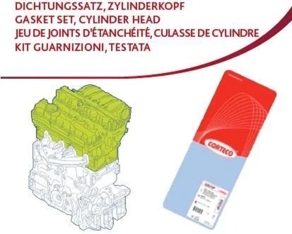 Комплект прокладок двигуна, верхній 418732P CORTECO