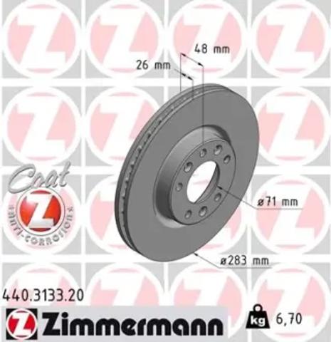 Диск переднього гальма 440313320 ZIMMERMANN