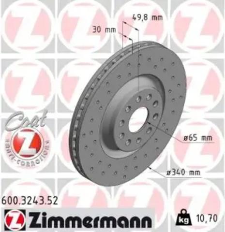 Диск гальмівний передній 600324352 ZIMMERMANN