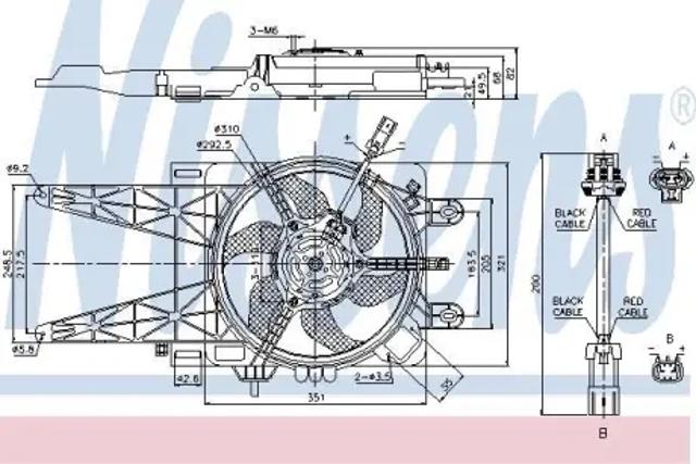 Дифузор радіатора охолодження, в зборі з мотором і крильчаткою 85051 NISSENS