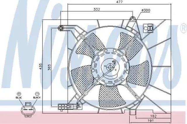 Дифузор радіатора охолодження, в зборі з мотором і крильчаткою 85063 NISSENS