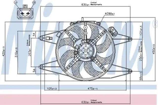 Дифузор радіатора охолодження, в зборі з мотором і крильчаткою 85105 NISSENS