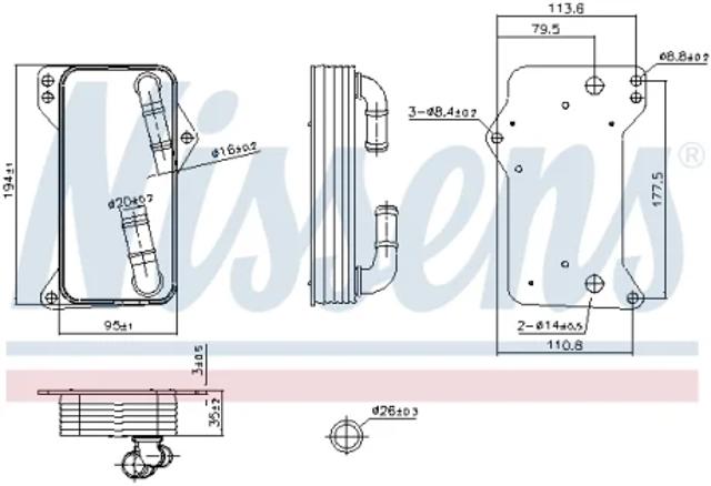 Радіатор охолодження, АКПП 91505 NISSENS