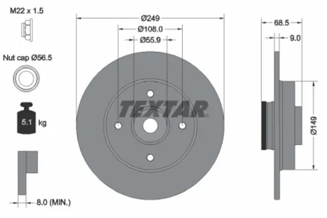 Диск гальмівний задній 92133303 TEXTAR