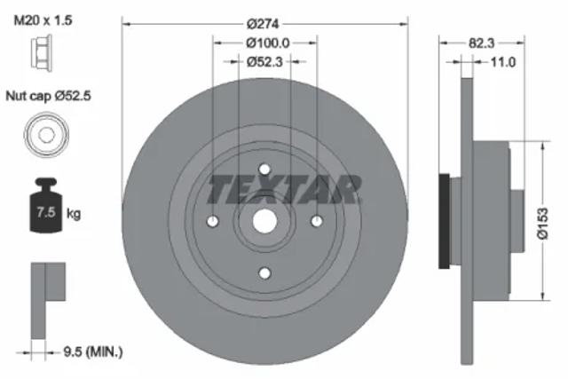 Диск заднього гальма 92141403 TEXTAR
