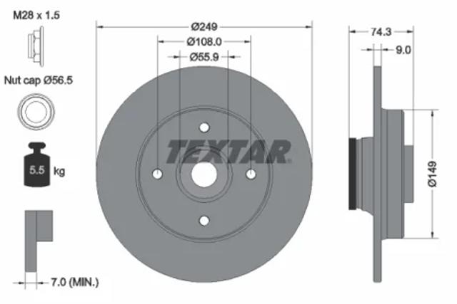 Диск заднього гальма 92194103 TEXTAR