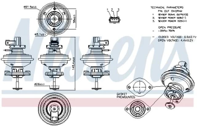 Клапан EGRсістеми рециркуляції відпрацьованих газів 98208 NISSENS