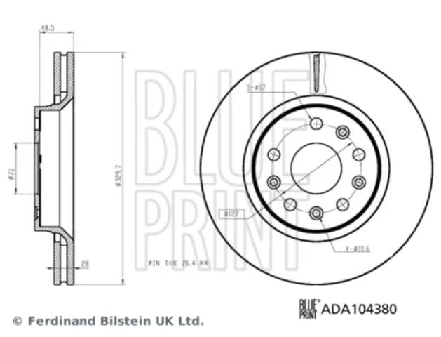 Гальмо дискове переднє ADA104380 BLUE PRINT