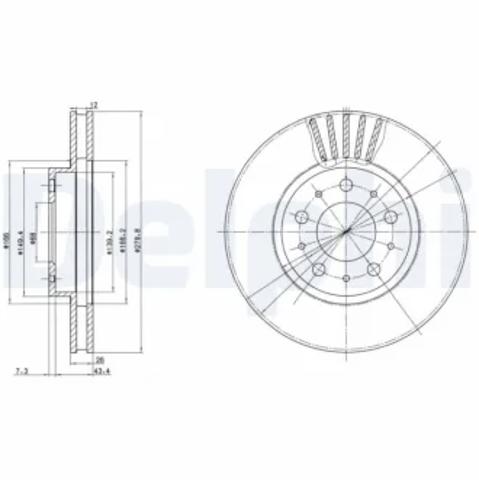 Диск переднього гальма BG2841 DELPHI