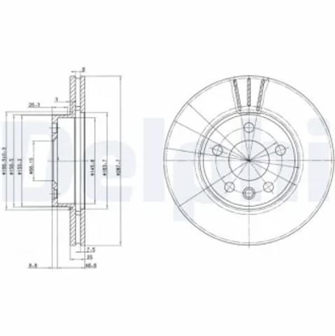 Диск гальмівний передній BG3025 DELPHI