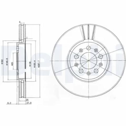Гальмо дискове переднє BG3035C DELPHI