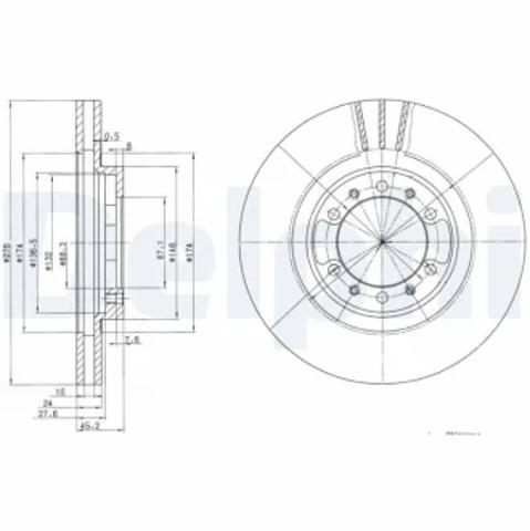 Гальмо дискове переднє BG3099 DELPHI