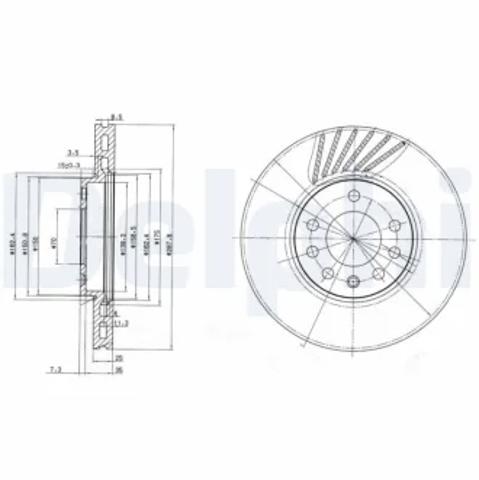 Диск переднього гальма BG3142 DELPHI
