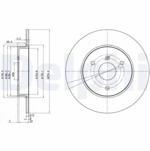 Диск переднього гальма BG3526 DELPHI