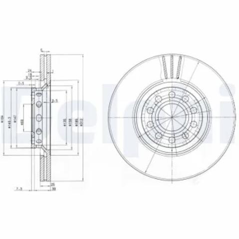 Гальмо дискове переднє BG3657 DELPHI