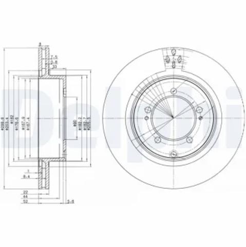 Диск переднього гальма BG3811 DELPHI