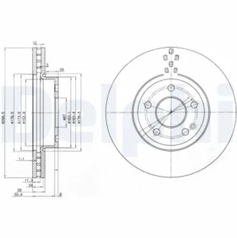 Гальмо дискове переднє BG3838 DELPHI