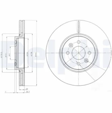 Диск переднього гальма BG3929 DELPHI