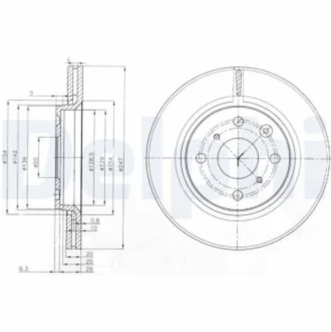 Гальмо дискове переднє BG3976 DELPHI