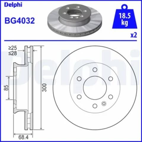 Диск гальмівний передній BG4032 DELPHI