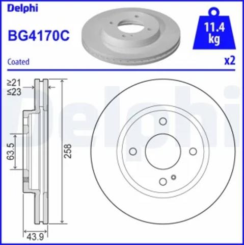 Гальмо дискове переднє BG4170C DELPHI