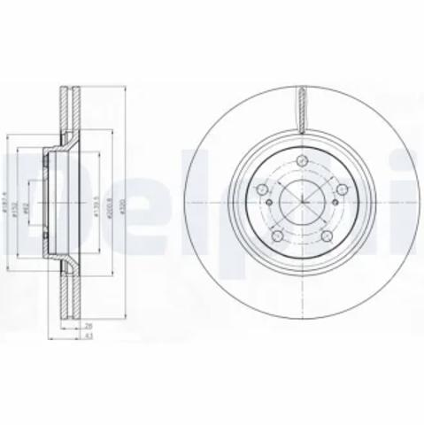 Диск гальмівний передній BG4235 DELPHI